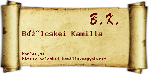 Bölcskei Kamilla névjegykártya